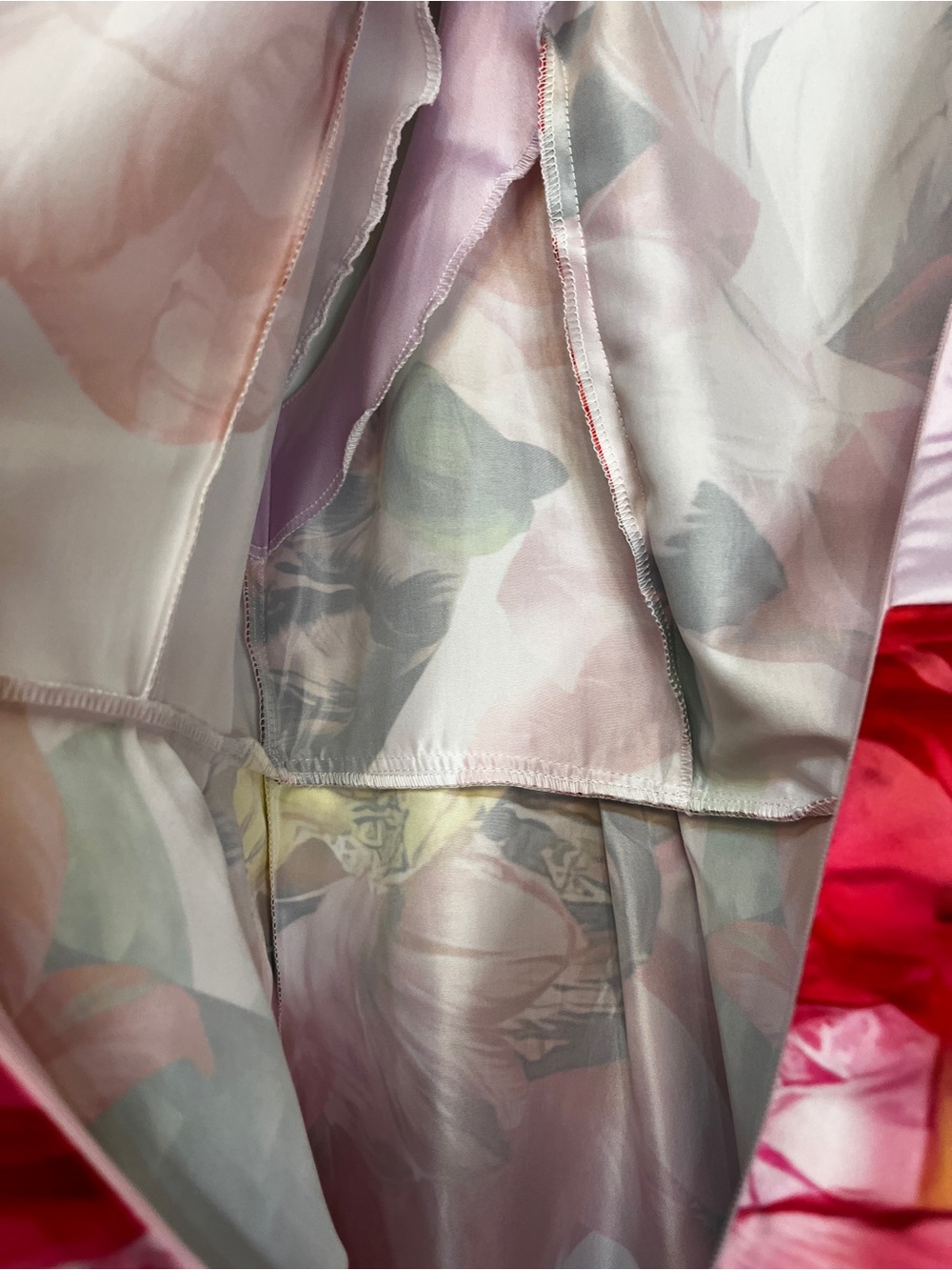Pink Floral A-Line Dress with Red and Green Blooms - Picture 4 of 14
